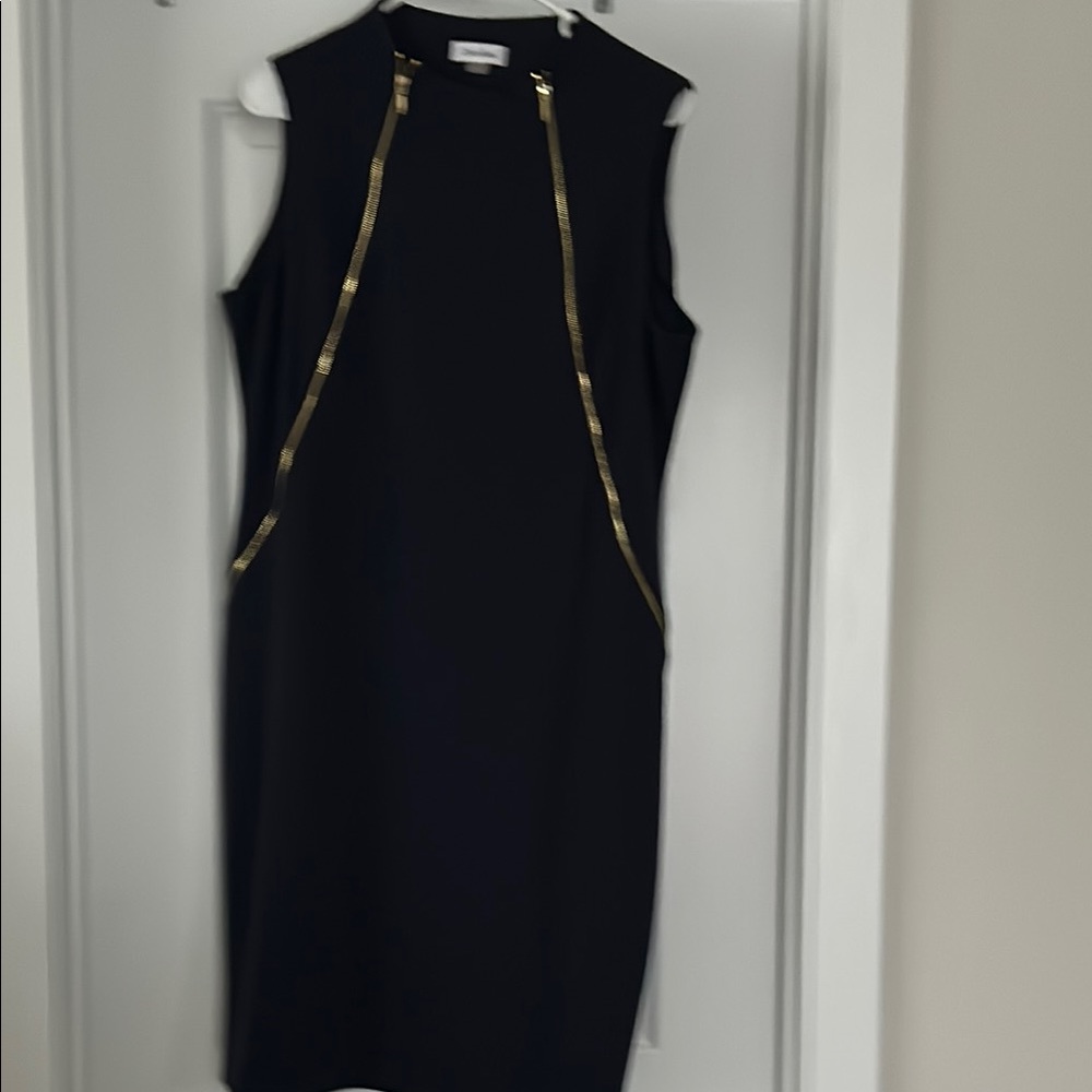 Calvin Klein Navy  Dress with Gold zipper front